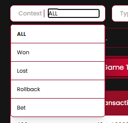 Context filter dropdown