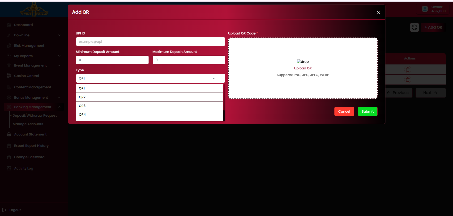 Add QR modal