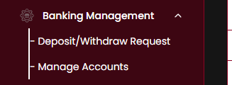 Banking Management sidebar submenu