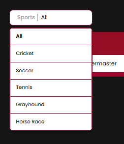 Bet List sports filter