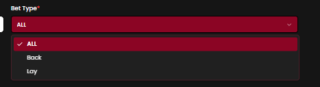 Bet Type dropdown