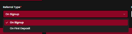Referral Type dropdown