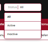 Status filter dropdown