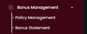 Bonus Management sidebar submenu