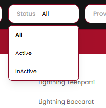 Status filter dropdown