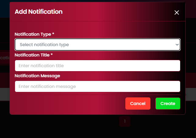 Add Notification modal