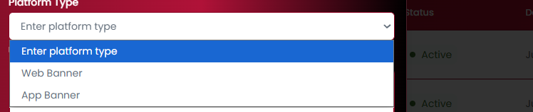 Platform Type dropdown