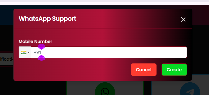WhatsApp Support modal