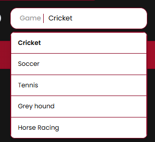 Game filter dropdown
