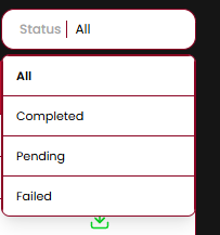 Status filter dropdown