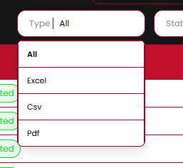 Type filter dropdown