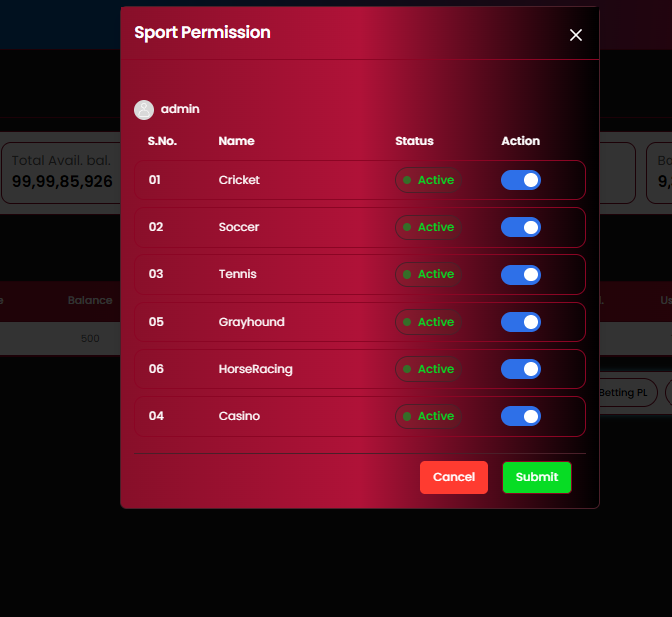 Sport Permission popup