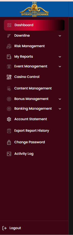 Admin sidebar navigation
